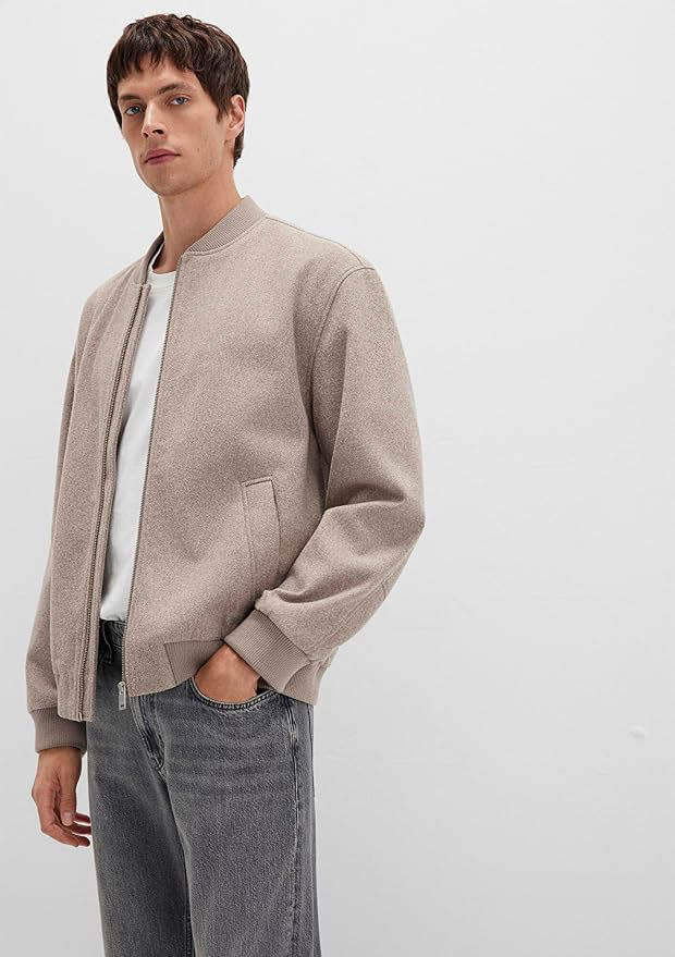 Bej Bomber Erkek Loose Fit Ceket