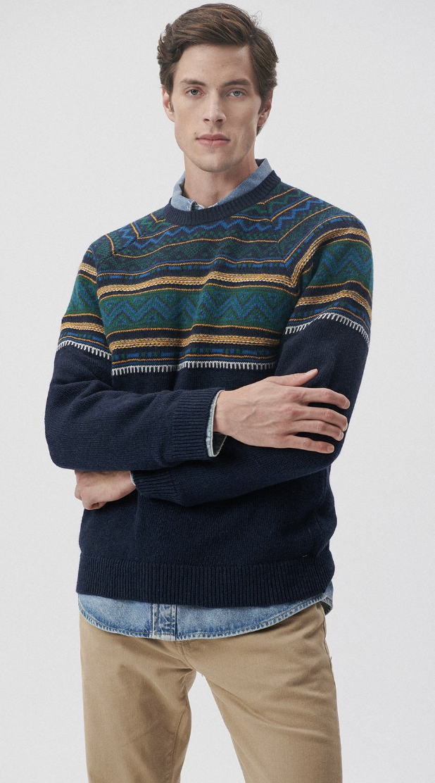Jakarlı Regular Fit Lacivert Kazak