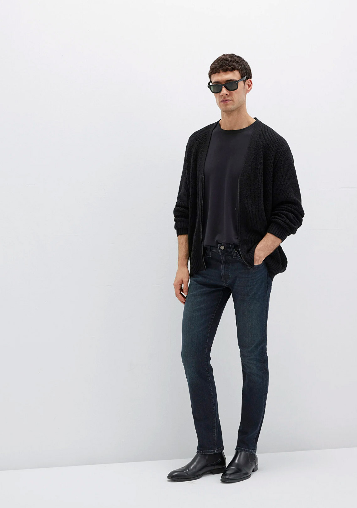 Jake Lux Black Puslu Vintage Koyu Mavi Jean Pantolon