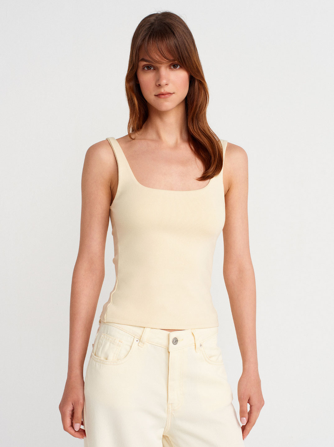 Kalın Askılı Açık Sarı Atlet