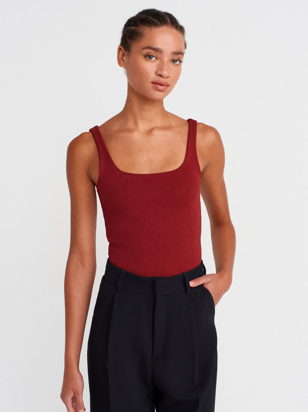 Kalın Askılı Bordo Atlet