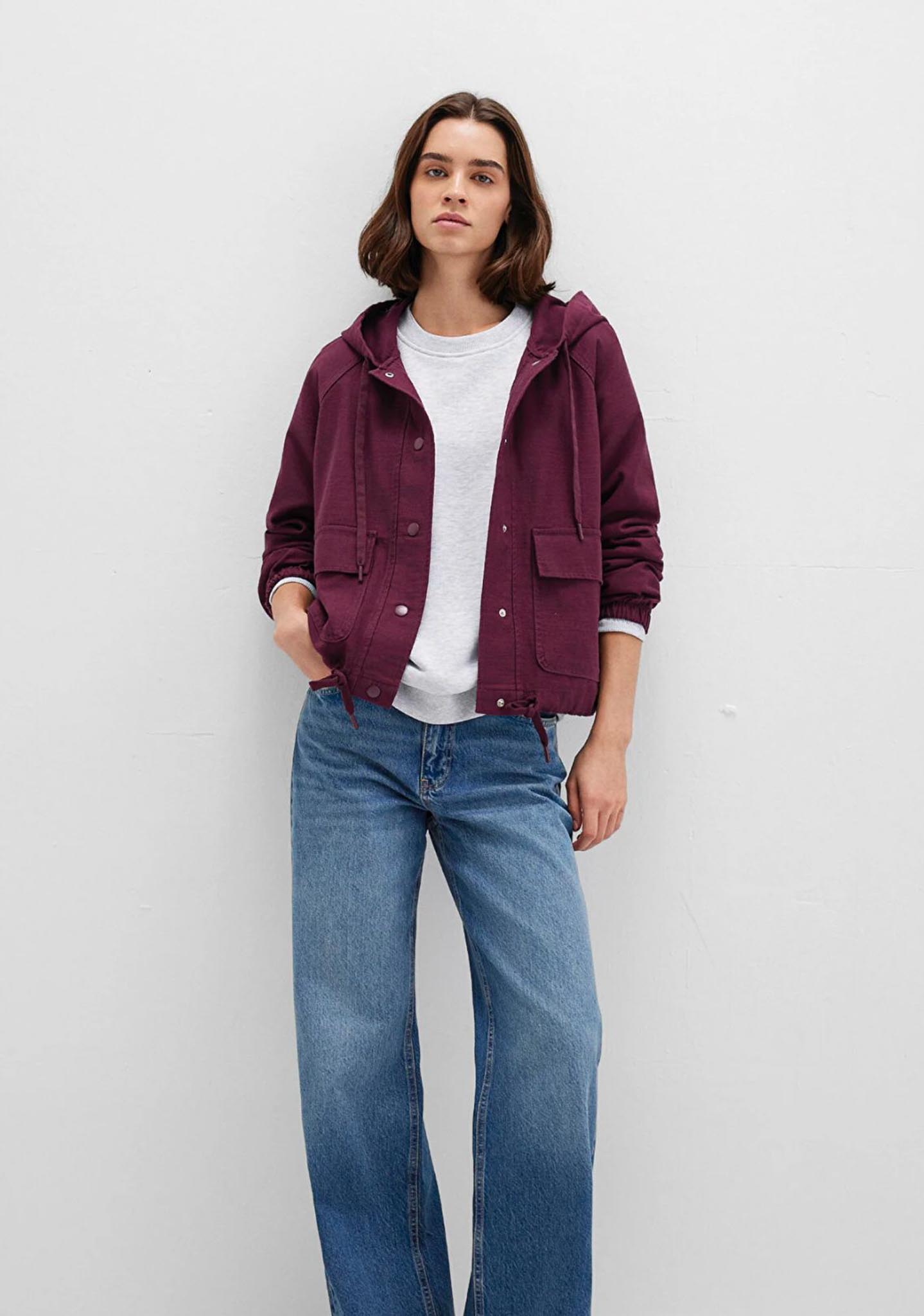 Kapüşonlu Bordo Regular Fit Ceket