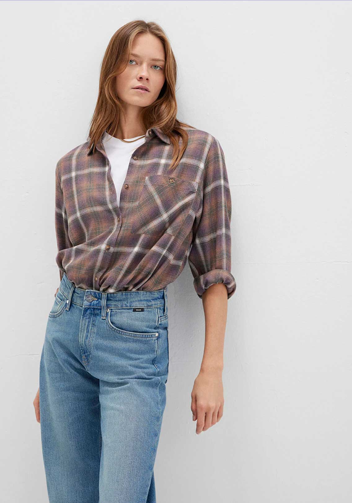 Kareli Kahverengi Loose Fit Gömlek