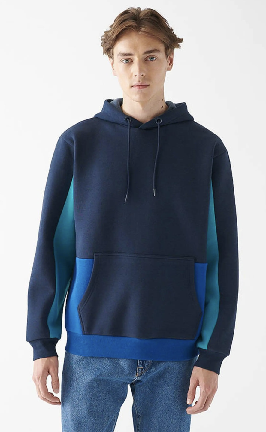 Lacivert Oversize Parçalı Sweatshirt
