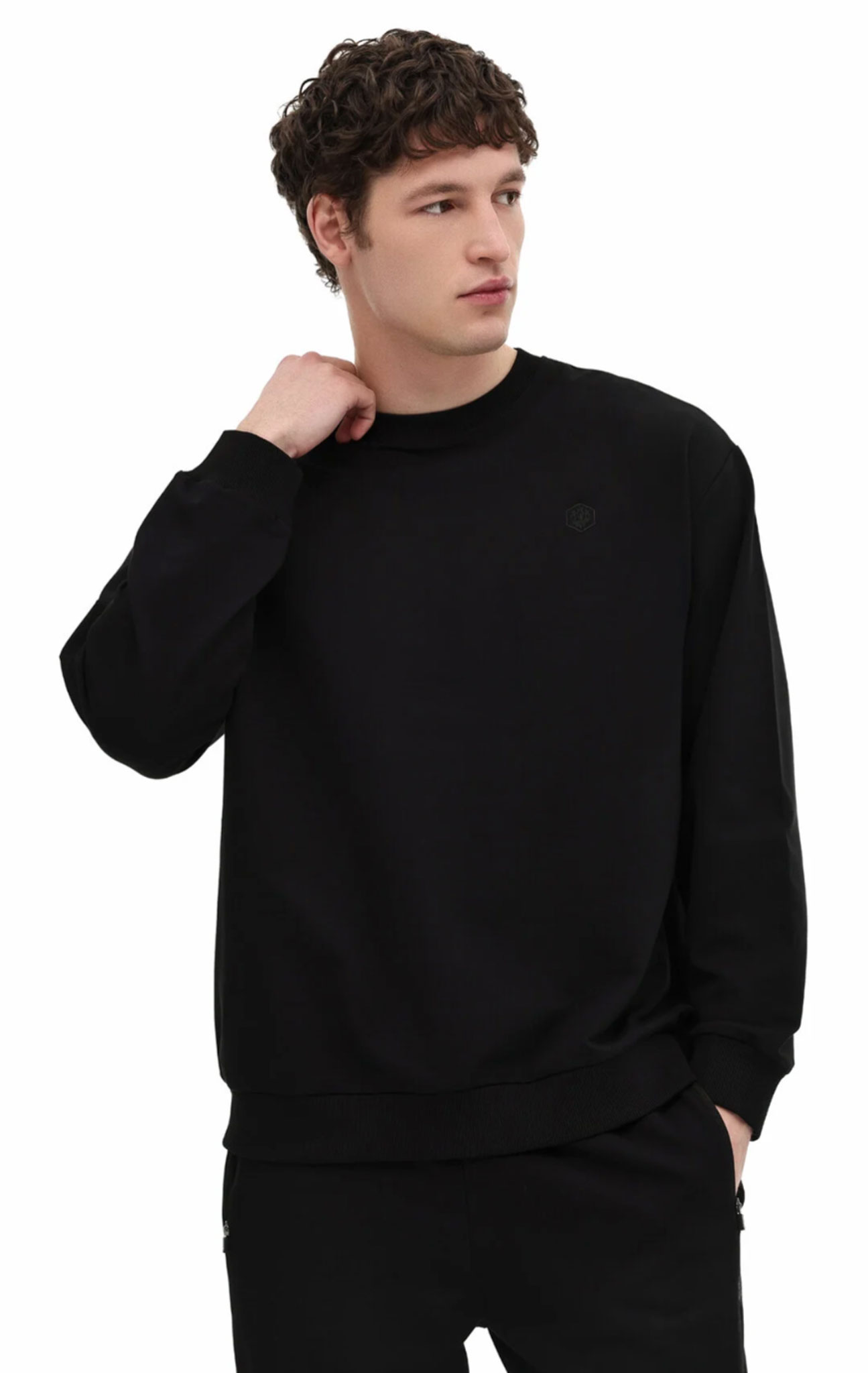 Lumberjack Siyah Sıfır Yaka Logo Baskılı Neck Regular Fit Sweatshirt