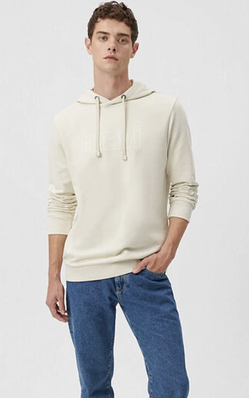 Mavi Logo Baskılı Kapüşonlu Kum Beji Sweatshirt