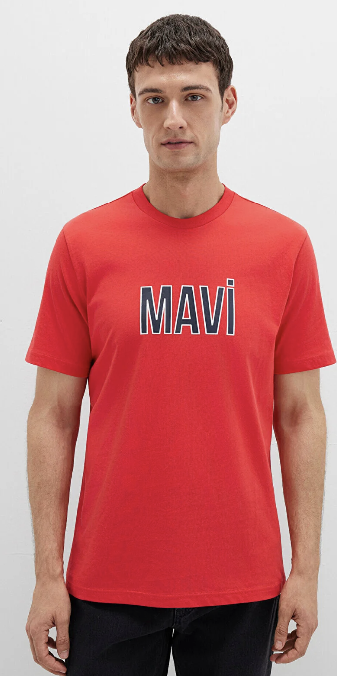 Mavi Logo Baskılı Regular Fit Tişört