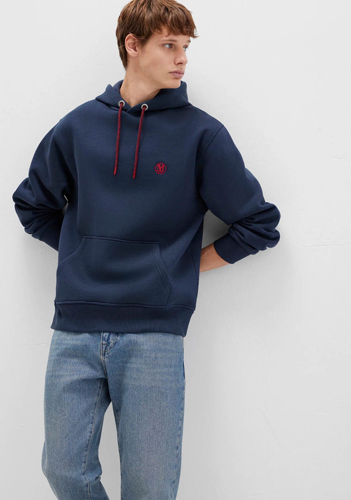 Mavi Logo Nakışlı Kapüşonlu Lacivert Oversize Sweatshirt