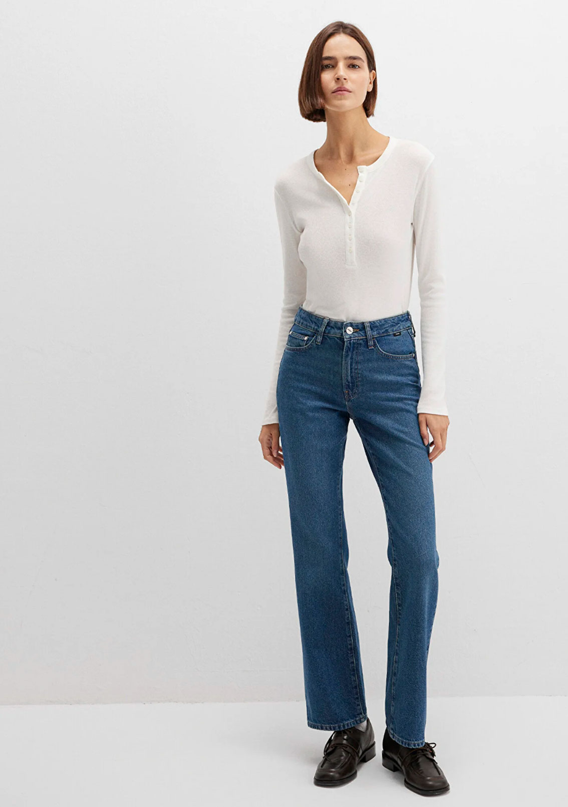 Miav Jeans 90lar Gölgeli Koyu Mavi Jean Pantolon