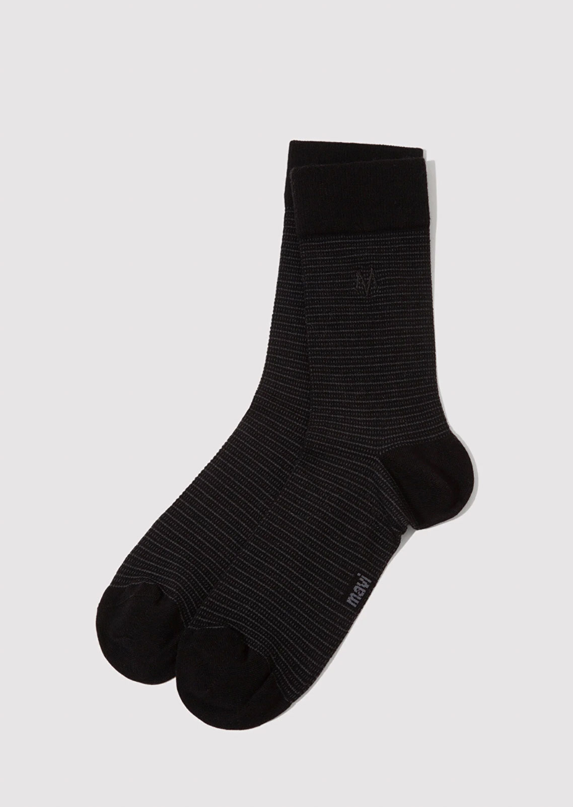 Mühür Logo Nakışlı Siyah Soket Çorap