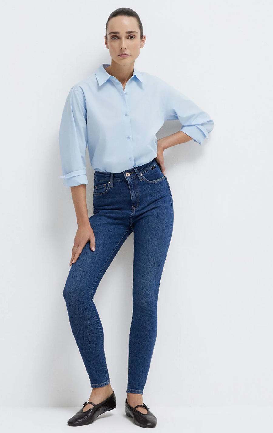 Serenay Gold Shape Koyu Mavi Jean Pantolon