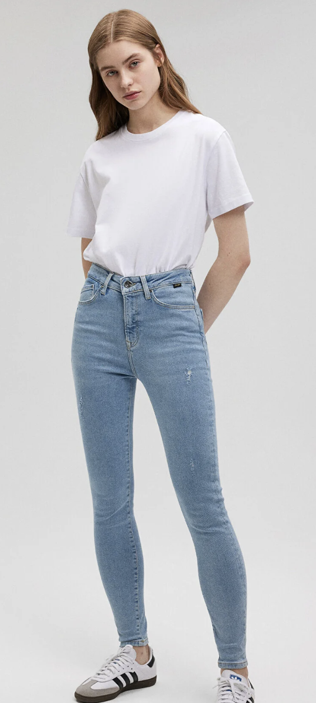 Serenay Kadın Yüksek Bel Açık Renk Denim Pantolon