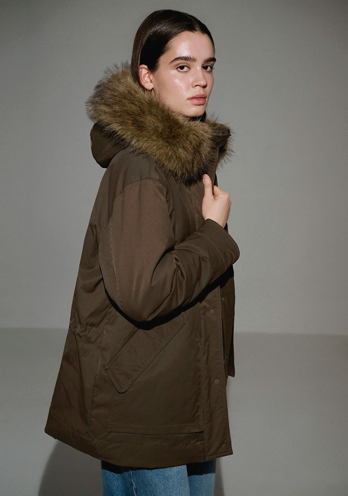 Su İtici Yeşil Oversize Parka