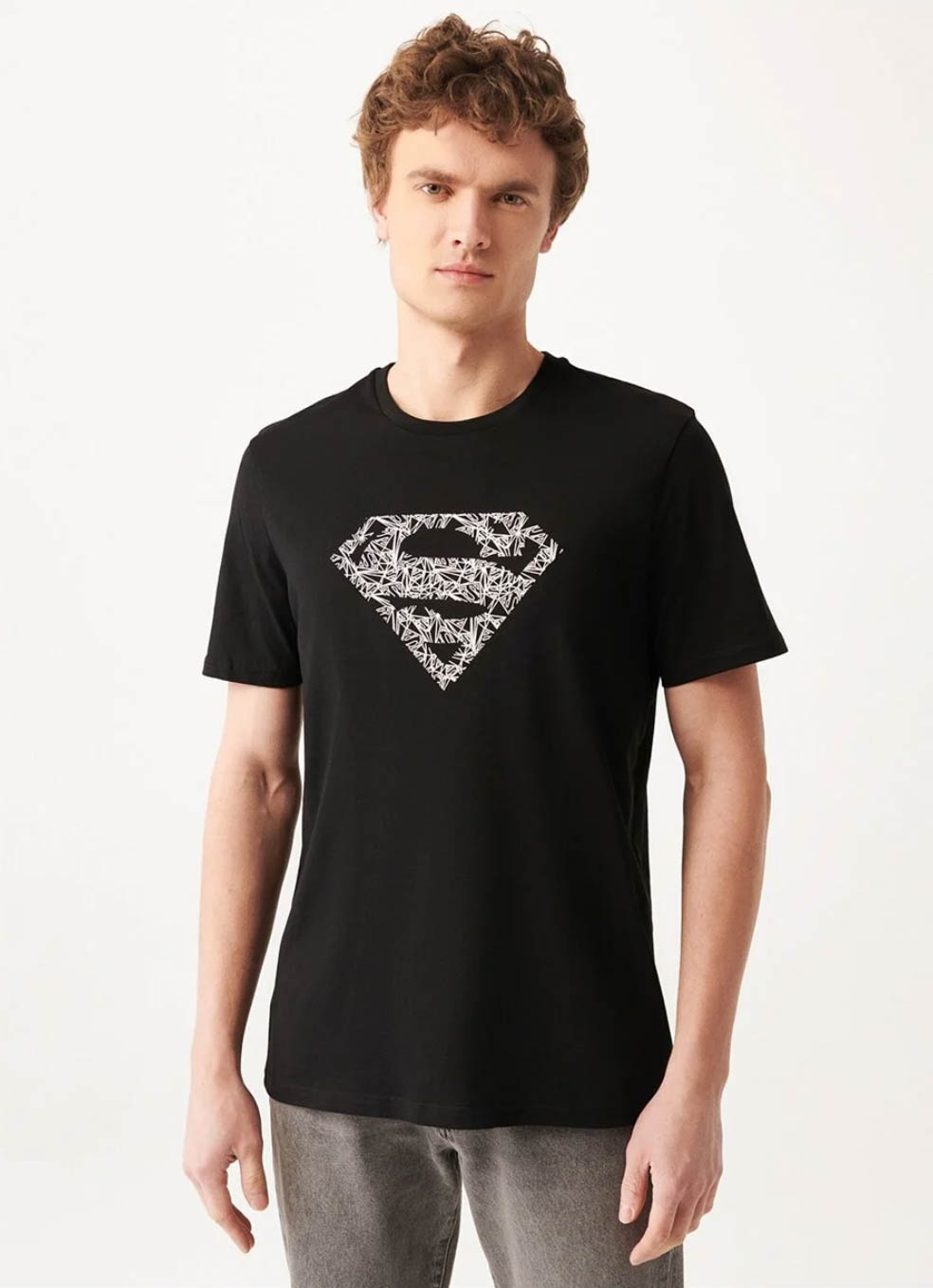 Superman Baskılı Siyah Tişört