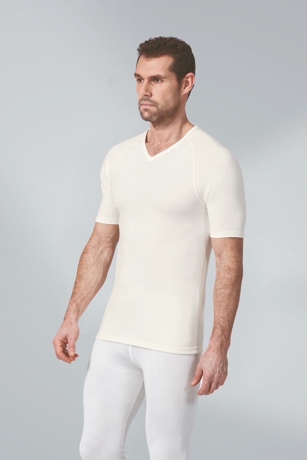 V Yaka Kısa Kollu Termal Bady