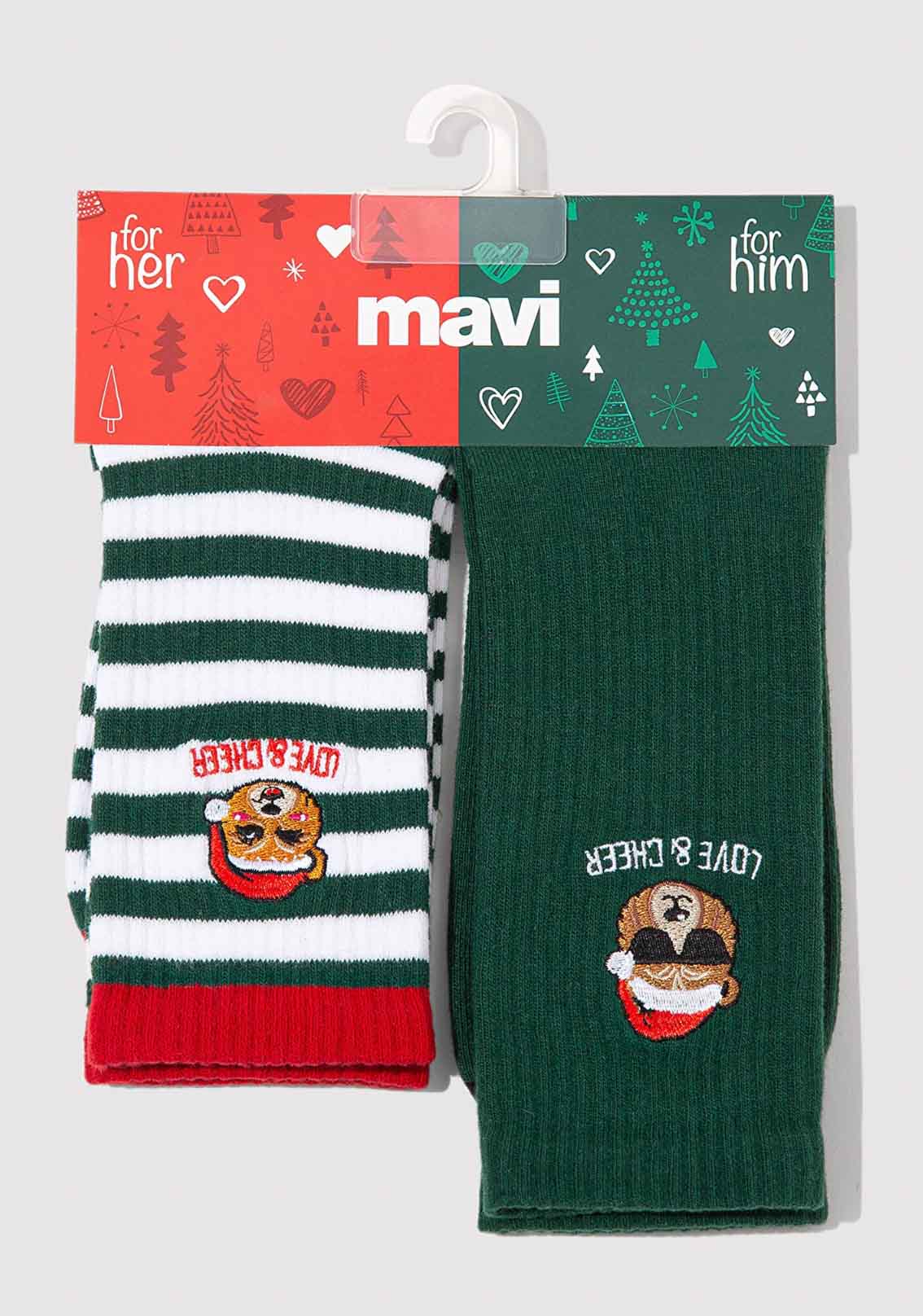 Yılbaşı Temalı 2li Soket Çift Çorabı