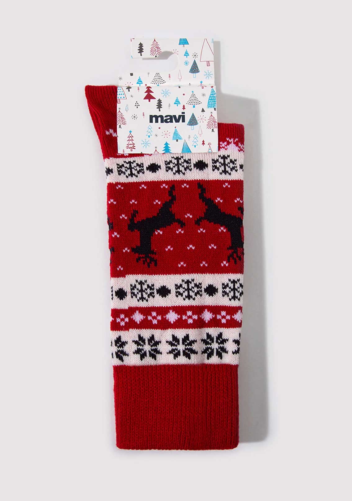 Yılbaşı Temalı Kırmızı Bot Çorabı