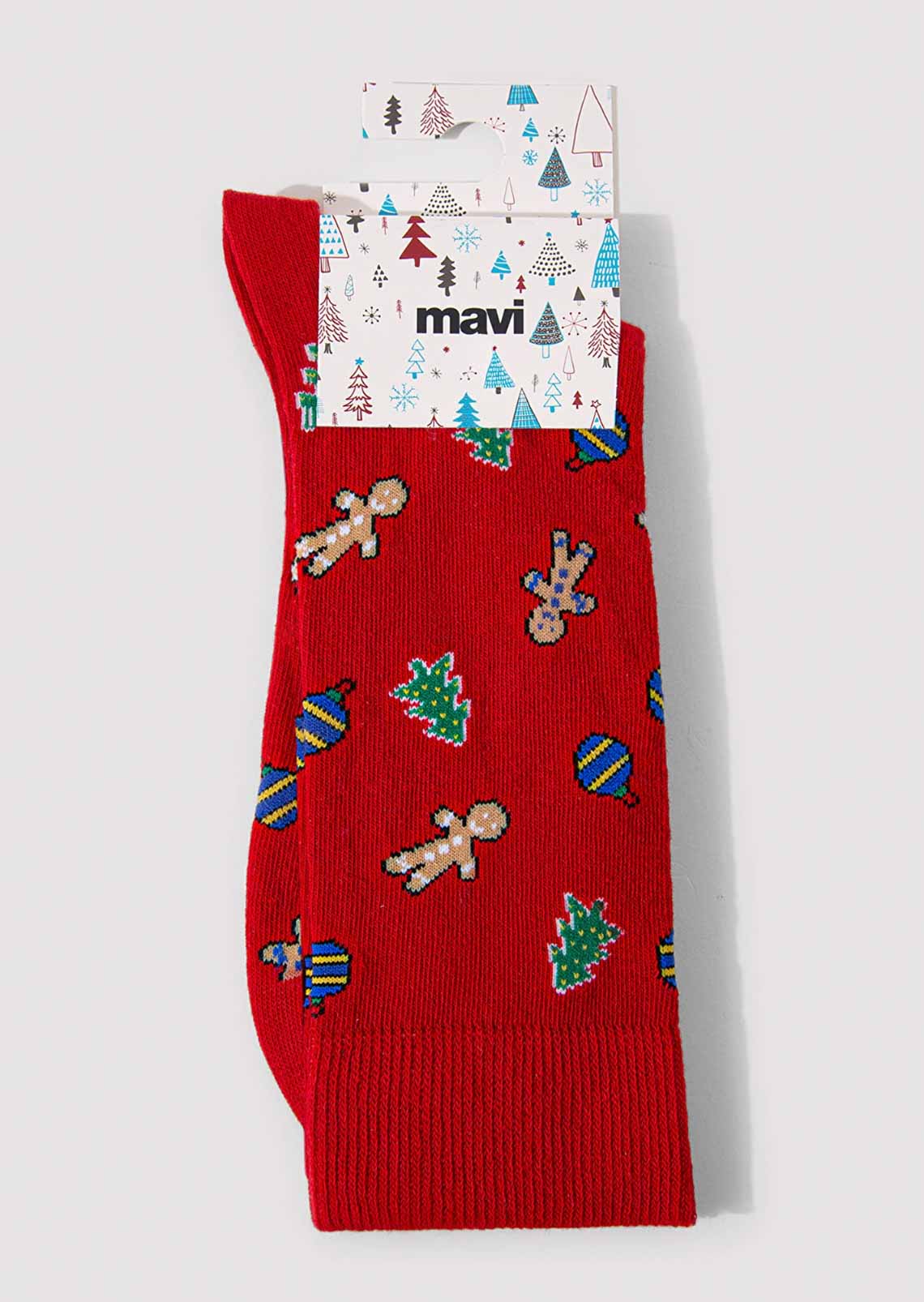 Yılbaşı Temalı Kırmızı Soket Çorap
