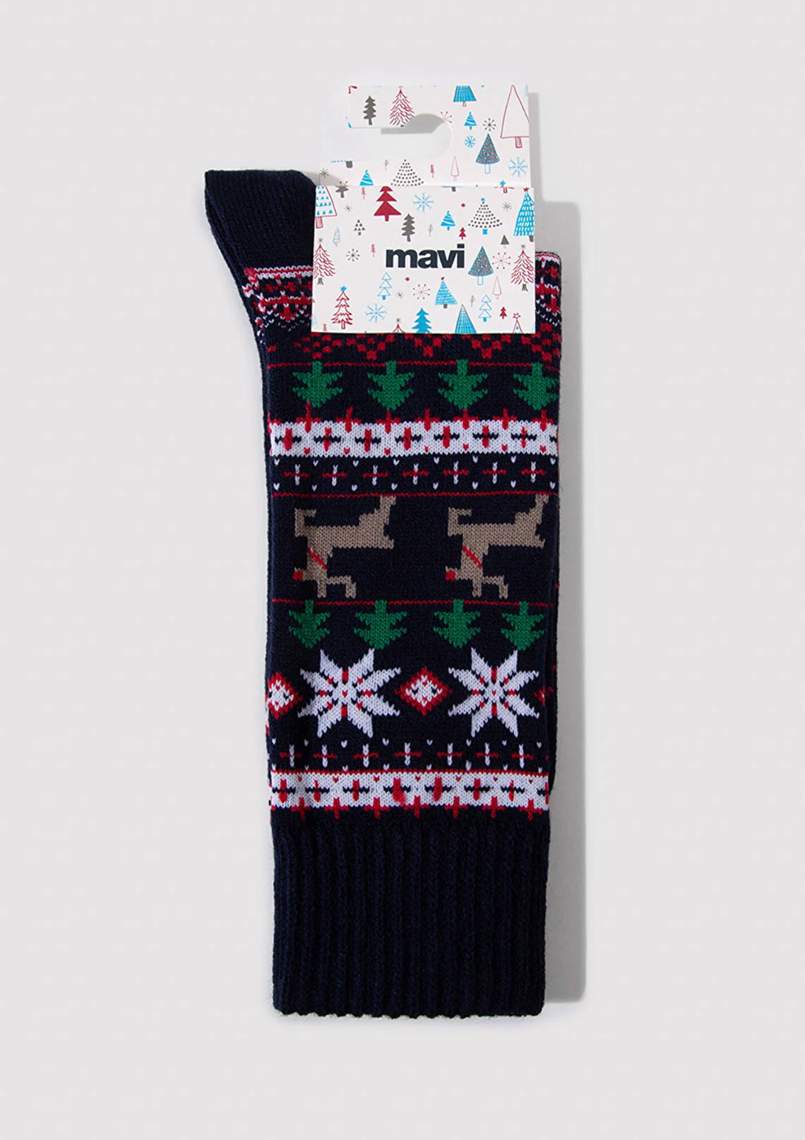 Yılbaşı Temalı Lacivert Bot Çorabı